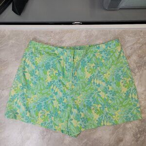 Ann Taylor Loft Womens 100% Cotton Blue/Green/Yellow Spring Floral Shorts 14